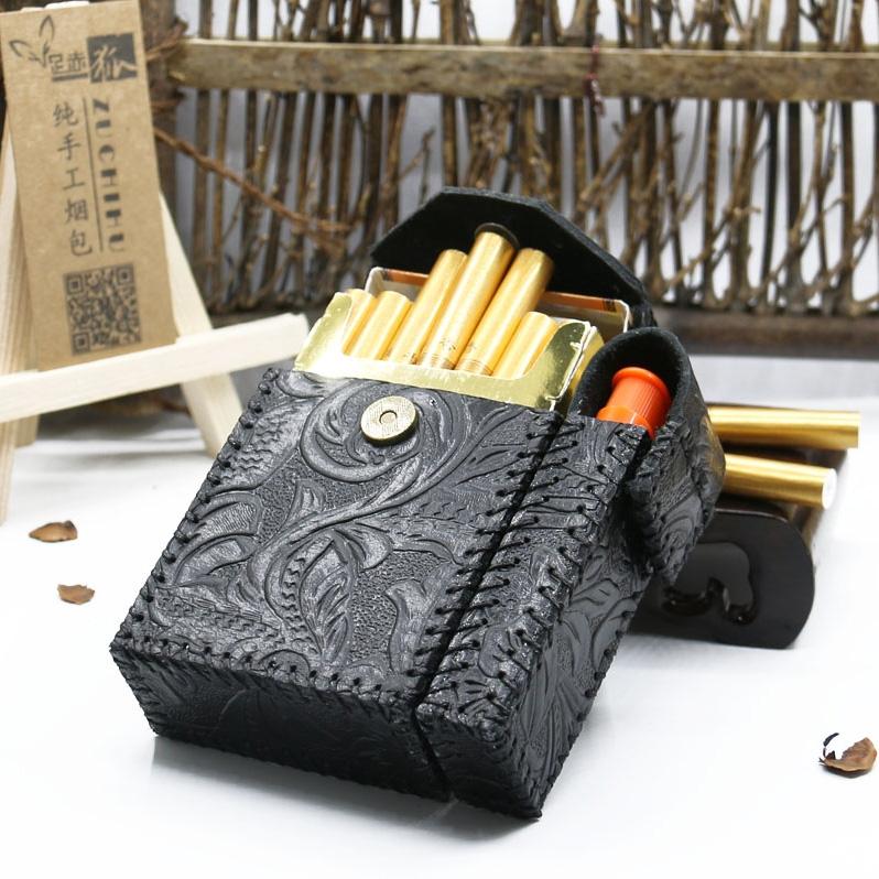 cigarette holder case near me Handmade Leather Cigarette Case with Lighter Holder for Men Cigarette  Holder Case Of Cigarettes