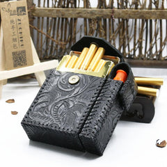 Leather Cigarette Case with Lighter Holder for Men Handmade Cigarette Holder Case Of Cigarettes