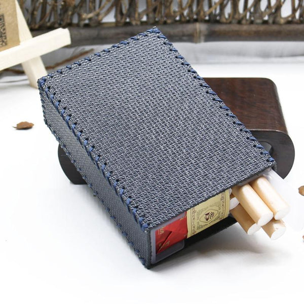 Cool Handmade Leather Mens Blue Cigarette Holder Case for Men