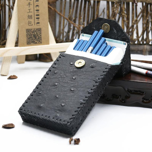 Handmade Leather Black Womens Cigarette Holder Case Cigarette Holder for Women