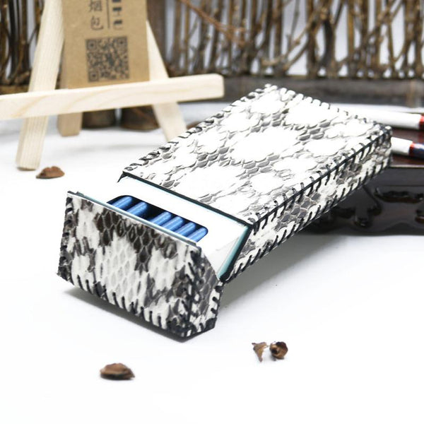 Cute Handmade Snake Leather Womens White Cigarette Holder Case for Women - imessengerbags