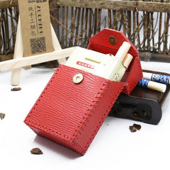 Cute Handmade Leather Womens Red Cigarette Holder Case for Women