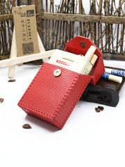 Cute Handmade Leather Womens Red Cigarette Holder Case for Women