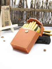 Handmade Brown Leather Cigarette Holder Mens Cool Cigarette Holder Case for Men