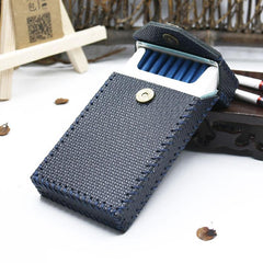 Handmade Leather Cigarette Holder Dark Blue Leather Womens Cigarette Holder Case for Women