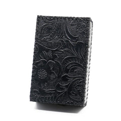 Cool Handmade Leather Mens Engraved Floral Cigarette Holder Case for Men