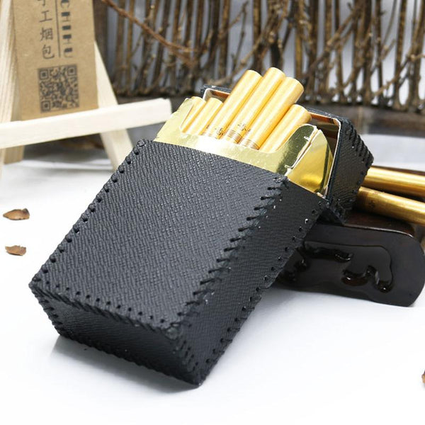Cool Handmade Leather Cigarette Holder Mens Black Cigarette Holder Case for Men