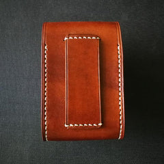 Brown Leather Mens Cigarette Case Cigarette Holder Zippo Light Case with Belt Loop for Men