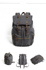 Cool Canvas Leather Mens Womens College 14'' Green Backpack Travel Backpack Computer Backpack for Men - imessengerbags