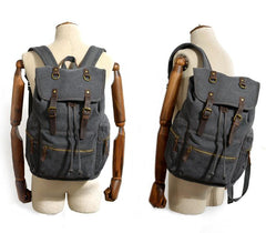 Cool Canvas Leather Mens Womens College 14'' Green Backpack Travel Backpack Computer Backpack for Men - imessengerbags