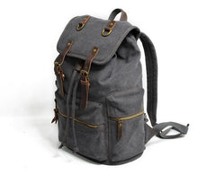 Cool Canvas Leather Mens Womens College 14'' Green Backpack Travel Backpack Computer Backpack for Men - imessengerbags