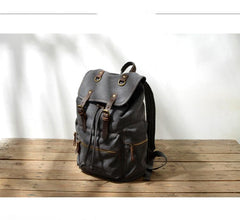 Cool Canvas Leather Mens Womens College 14'' Green Backpack Travel Backpack Computer Backpack for Men - imessengerbags
