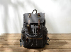 Cool Canvas Leather Mens Womens College 14'' Green Backpack Travel Backpack Computer Backpack for Men - imessengerbags
