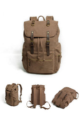 Cool Canvas Leather Mens Womens College 14'' Green Backpack Travel Backpack Computer Backpack for Men - imessengerbags