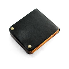 Cool Wooden Black Leather Mens Cigarette Case Handmade Custom Cigarette Holder for Men