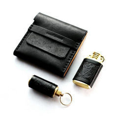 Cool Black Leather Mens Cigarette Case Wooden Custom Cigarette Holder for Men - imessengerbags