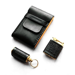 Cool Black Leather Mens Cigarette Case Wooden Custom Cigarette Holder for Men - imessengerbags