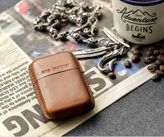 Handmade Black Leather Mens 11pcs Cigarette Holder Case Cool Custom Cigarette Case for Men - imessengerbags