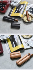 Cool Black Leather Mens 2pcs Cigar Case Cool Custom Leather Cigar Case for Men