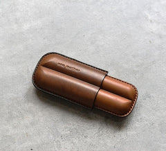 Cool Black Leather Mens 2pcs Cigar Case Cool Custom Leather Cigar Case for Men
