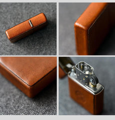 Cool Mens Green Leather Zippo Lighter Case Handmade Custom Zippo lighter Holder for Men
