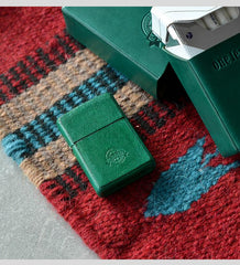 Cool Mens Green Leather Zippo Lighter Case Handmade Custom Zippo lighter Holder for Men - imessengerbags