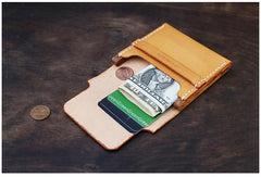 Cool Wooden Brown Leather Mens Wallet Small Card Holder Coin Wallet for Men