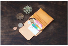 Cool Wooden Brown Leather Mens Wallet Small Card Holder Coin Wallet for Men