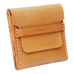 Cool Wooden Brown Leather Mens Wallet Small Card Holder Coin Wallet for Men