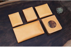 Cool Wooden Brown Leather Mens Wallet Small Card Holder Coin Wallet for Men