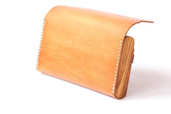 Cool Wooden Brown Leather Mens Long Wallet Brown Long Wallet for Men