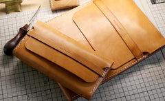 Cool Wooden Brown Leather Mens Long Wallet Brown Long Wallet for Men
