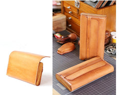 Cool Wooden Brown Leather Mens Long Wallet Brown Long Wallet for Men