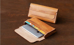 Cool Wooden Brown Leather Mens Long Wallet Brown Long Wallet for Men
