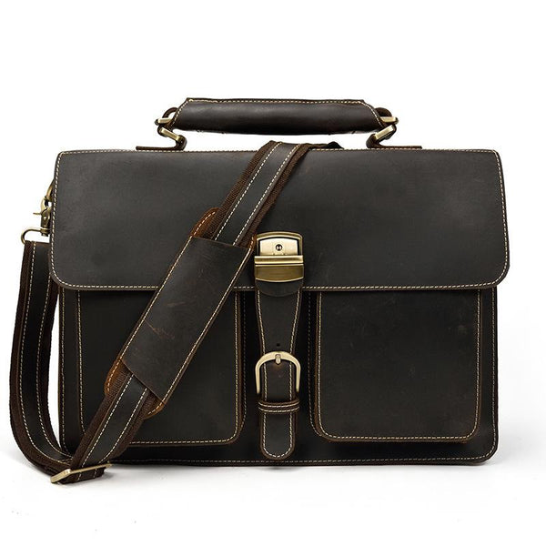 Leather Mens Briefcase Business Briefcase Vintage Shoulder Bags Handbags for men - imessengerbags