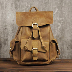 Vintage Mens Leather Small Backpack Travel Backpack Leather School Backpacks for Men