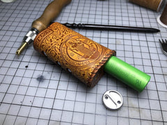 Handmade Tooled Constandine Leather Brown Mens DICODES BOXMINI Holder Cigarette Case for Men