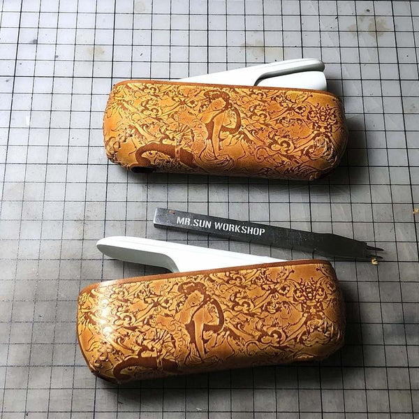 Handmade Tooled Maiko Leather Mens IQOS 3.0 Cigarette Case IQOS3.0 Holder for Men - imessengerbags