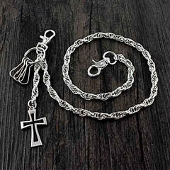 26'' Metal CROSS BIKER SILVER WALLET CHAIN LONG PANTS CHAIN SILVER Jeans Chain Jean Chain FOR MEN