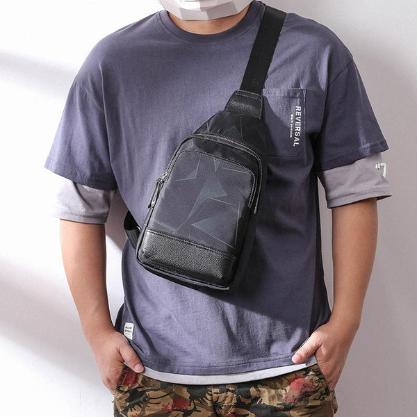 Cool Black Blue Nylon Men's Sling Bag Waterproof Chest Bag Canvas One shoulder Backpack Sling Pack For Men