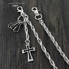 26'' Metal CROSS BIKER SILVER WALLET CHAIN LONG PANTS CHAIN SILVER Jeans Chain Jean Chain FOR MEN