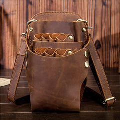 Cool Leather Belt Pouch Mens Hairstylist Tool Barber Pouch Scissor Case for Men - imessengerbags