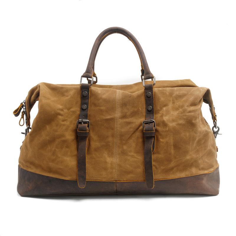Mens Waxed Large Canvas Weekender Bag Canvas Travel Bag Canvas Overnight Bag for Men - imessengerbags