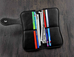 Handmade Tooled Black Leather Mens Biker Chain Wallet Long Biker Wallet with Chain for Men - imessengerbags