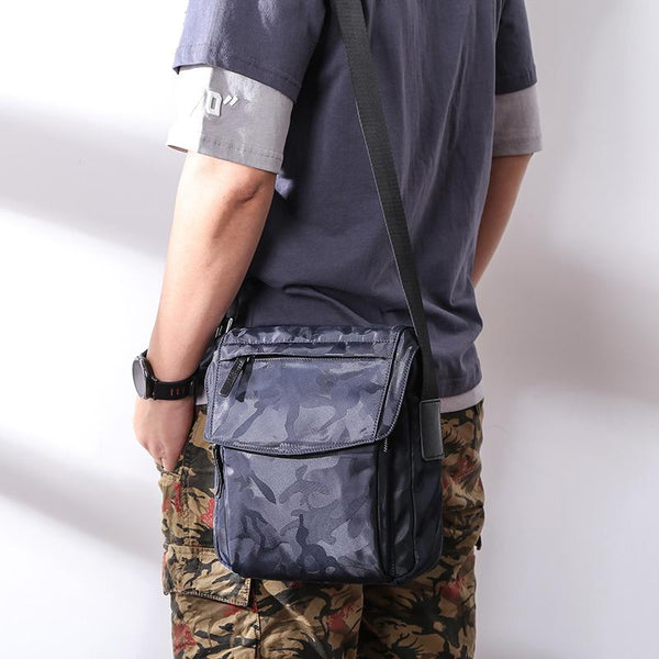 Black Nylon MENS Small Vertical Side Bag Blue Messenger Bag Nylon Side Bag For Men - imessengerbags