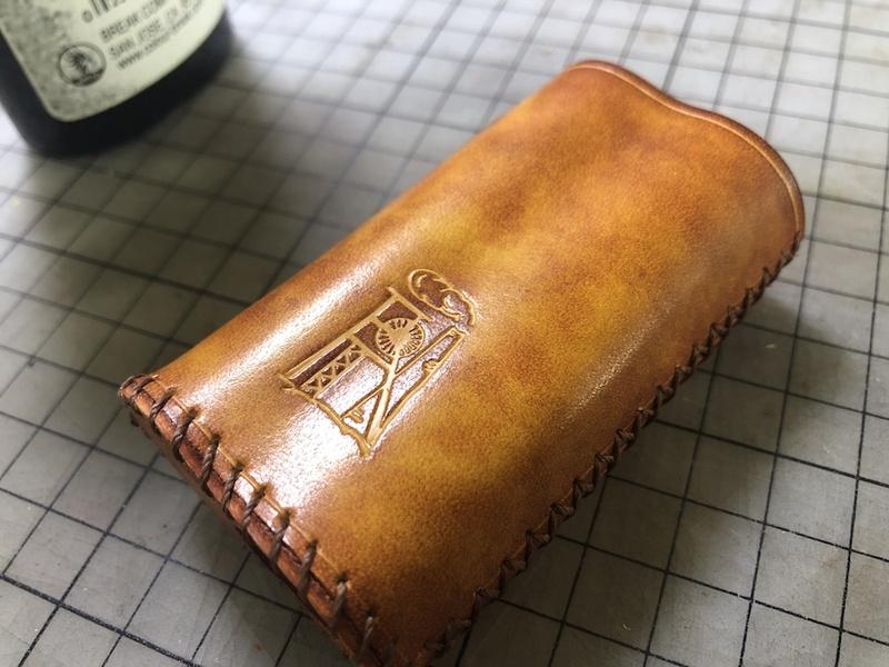 Handmade Tooled Grid Leather Brown Mens DICODES BOXMINI Holder Cigarette Case for Men