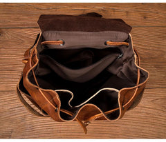 Cool Brown Mens Leather 15inchs Laptop Backpacks Travel Backpacks School Backpacks for men - imessengerbags