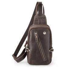 Best LEATHER MENS Sling Bags Sling Pack Vintage One Shoulder Backpack Chest Bag For Men - imessengerbags