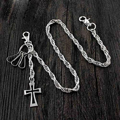 26'' Metal CROSS BIKER SILVER WALLET CHAIN LONG PANTS CHAIN SILVER Jeans Chain Jean Chain FOR MEN