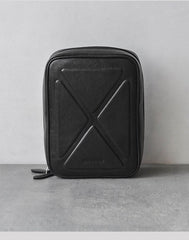Cool Leather Black Mens Leather 4pcs Tobacco Pipe Case Zipper Tobacco Pipe Case for Men - imessengerbags